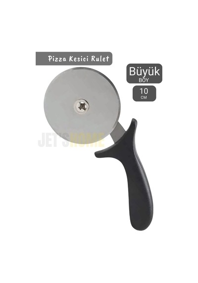 Pizza Kesici Paslanmaz Börek Kesici Çelik Pizza Bıçağı Tatlı Kesici Büyük Boy Çap 10 Cm Siyah