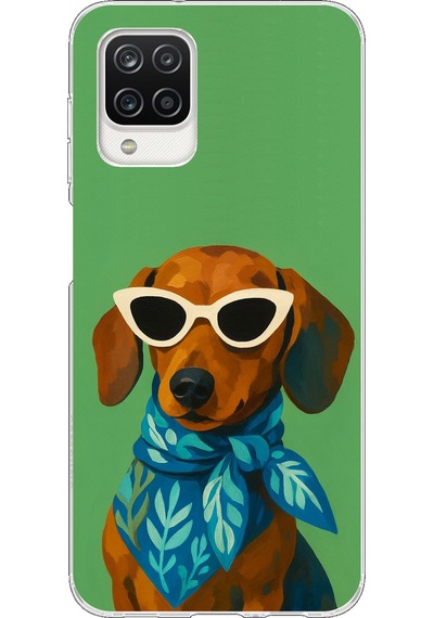 Samsung Galaxy A12-m12 Uyumlu Cool Dachshund Köpek Baskılı Silikon Kılıf Renkli