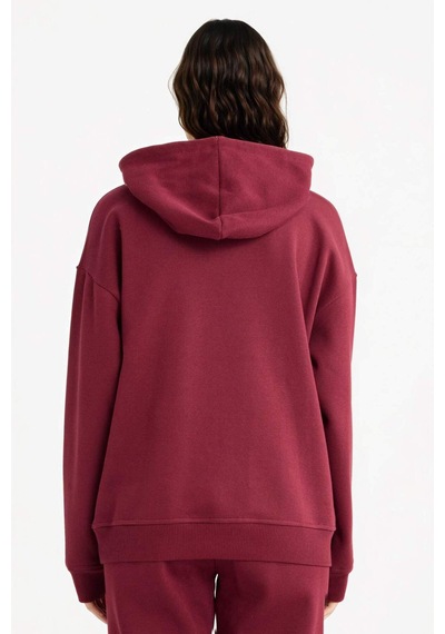 Defacto Relax Fit Kapüşonlu Basic Düz Kalın Sweatshirt D9935ax25wnbr115 Bordo