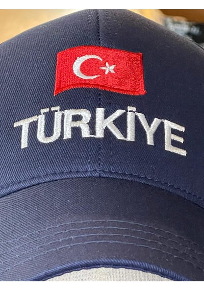 Hamze Türkiye Bayrak Nakış Pamuklu Unisex Cap Şapka Lacivert