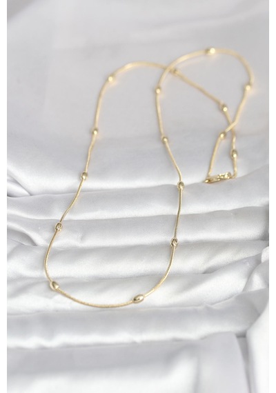 Cm 14k Gold Renk Yılan Zincirli Damla Topçuk Model 60 Cm Kadın Kolye - Lisinya altın