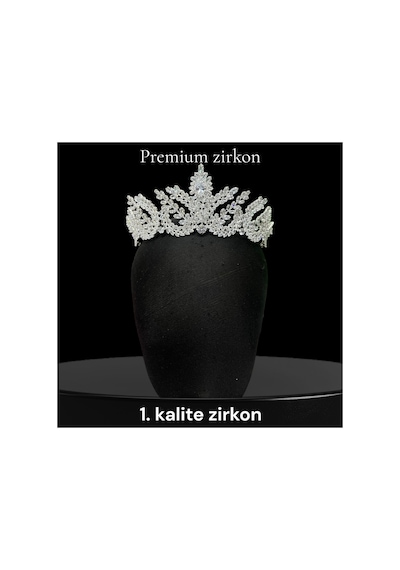 Zircon Luxe Collection-premium Kalite Zirkon Taç, Özel Tasarım Gelin Aksesuarı Beyaz - 801943338 Beyaz