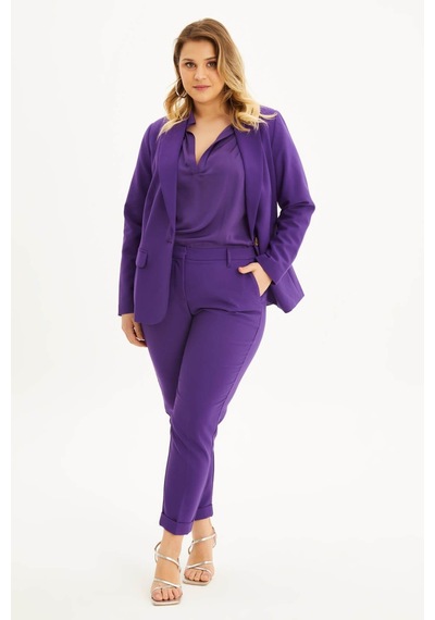 Myline Cep Detaylı Slim Fit Klasik Pantolon-1644 Mor