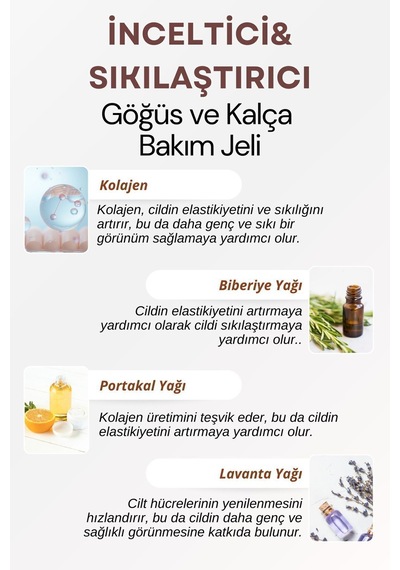 Sıkılaştırıcı, Toparlayıcı, Küçültmeye Yardımcı Göğüs Ve Kalça Bakım Jeli 100 Ml
