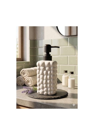 Dekoratif Seramik Bubble Sabunluk -400ml- 17x7x7 Cm Beyaz
