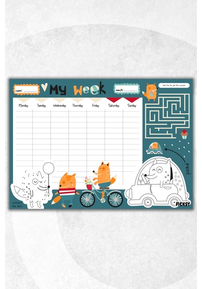 Çocuk Haftalık Planlayıcı - A4 - 30 Yaprak - Öğrenci Planlayıcı - Okul Planlayıcı - Ders Programı - 0589 Çok Renkli