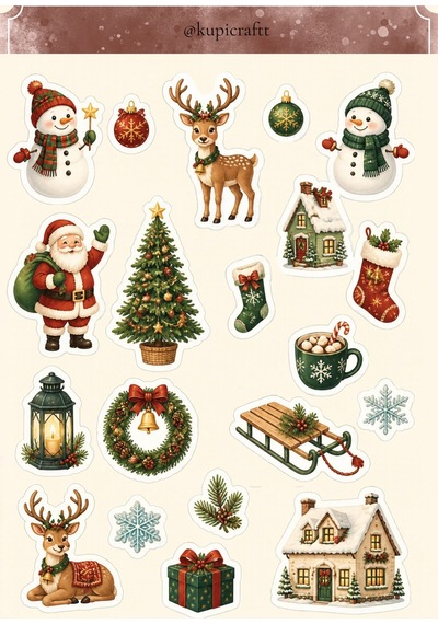 Yılbaşı Temalı Sticker Set - Yeniyıl-christmas-noel Temalı Etiket Seti - Ajanda Scrapbook Journal Pl 0
