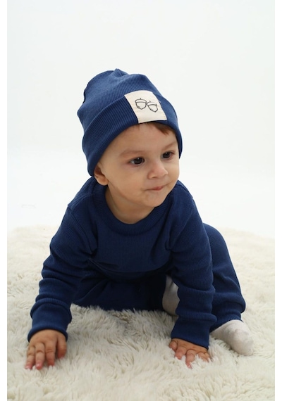 My Kids Wear Fitilli Unisex Bebek - Çocuk Üçlü Takım Krem - Turkuaz