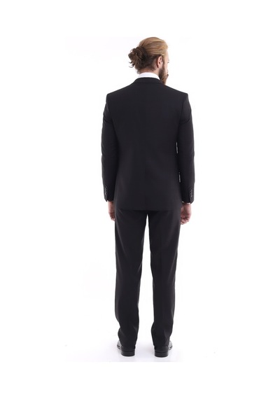 Presto Erkek Yelekli Slimfit Kareli Takım Elbise 6 Drop Siyah 707-011 Siyah