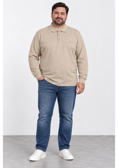 Bihan Store Erkek Gömlek Yaka Cepli Battal Sweat Y26-2030-bej