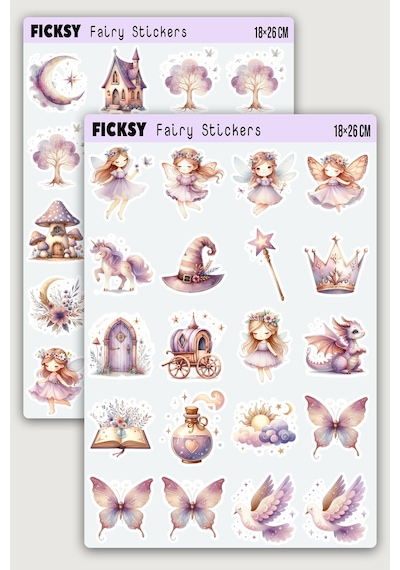Sevimli Peri Sticker Seti - 40 Adet Etiket Çıkartma Diğer