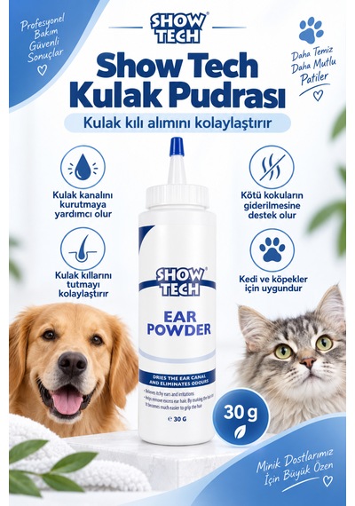 Showtech Kedi Köpek Kulak Kılı Almayı Kolaylaştırıcı Pudra 30 Gr