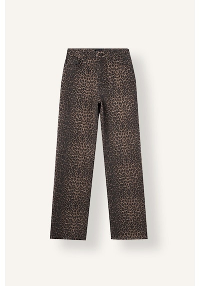 Defacto Leopar Desenli Straight Fit Cepli Normal Bel Uzun Gabardin Pantolon I8221ax26wnbn341 Kahve-bn341