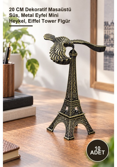 10 Adet Metal Eyfel Kulesi 20 Cm Dekoratif Masaüstü Süs, Metal Eyfel Mini Heykel, Eiffel Tower Figür 1