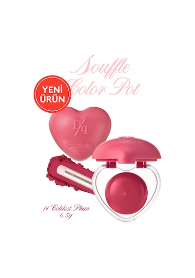Dasique Kalp Tasarımlı Yoğun Pigmentli Köpük Yapılı Kadife Bitiş Sunan Ruj Souffle Color Pot 14 Coldest Plum 14 Coldest Plum