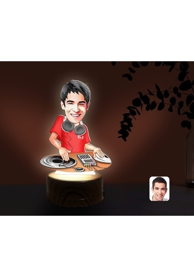 Kişiye Özel Erkek Dj Karikatürlü Dekoratif 3D Biblo Led Işıklı Ge