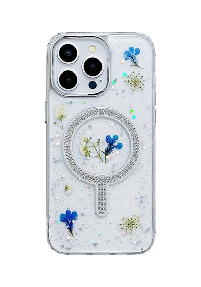 İphone 14 Pro Max Uyumlu Flower Magsafeli Yeni Tasarım Kılıf - Mavi