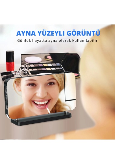 Etashop Rgb Projeksiyonlu Çalar Saat -7ayna Led Dijital Saat Tavana Zaman Yansıtma Usb & Type C Şarj Siyah