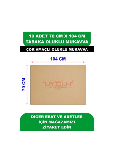 10 Adet 70cm X 104cm Baskısız Tabaka Oluklu Mukavva, Çocuk Etkinlik Kartonu, Maket Kartonu, Kargo Kartonu