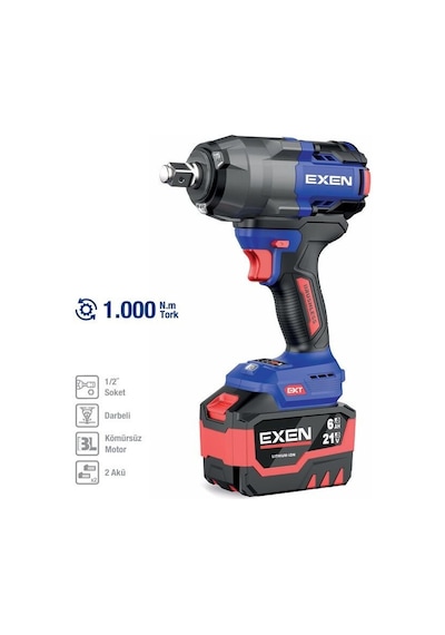 Exen EN 286 SM 21V 6AH 1000 NM Kömürsüz Şarjlı Somun Sökme Makinesi