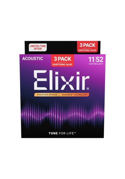 Elixir 011-052 Fosfor Bronz Akustik Gitar Teli Ekonomik 3'lü Set 16568