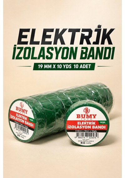 Elektrik İzolasyon Bandı Yeşil - 19 Mm X 10 Yds - 10 Lu Paket