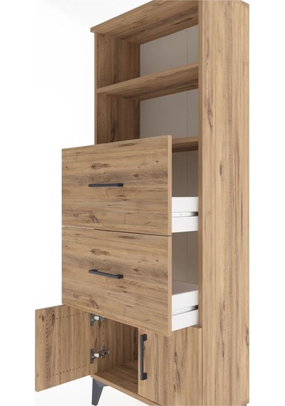 Arges Dolap 2 Raflı 2 Çekmeceli 2 Kapaklı 60x30x163 Çam-çam Çam