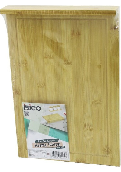 25x35cm Ahşap Bambu Kesim Panosu - Kesme Tahtası Tezgah Üstü Kanallı - Kenar Destekli 5570 Çok Renkli