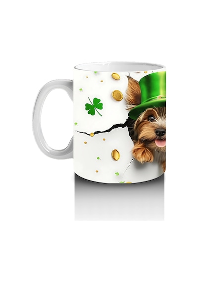 Şapkalı St. Patrick S Temalı Yorkshire Terrier - Baskılı Kahve Kupası Renkli