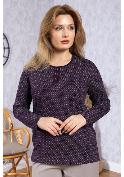 Mutlu City Kadın Yeni Model Yüksek Kalite Yuvarlak Yaka Patlı Orta Yaş Anne Penye Bluz 6575 Mürdüm Mutlu City Kadın Yeni Model Yüksek Kalite Yuvarlak Yaka Patlı Orta Yaş Anne Penye Bluz 6575 Mürdüm