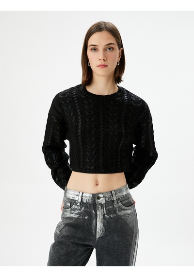 Koton Crop Kazak Örgü Bisiklet Yaka Saç Örgüsü Dokulu Siyah 4wak90411ht 4WAK90411HT999 Siyah Koton Crop Kazak Örgü Bisiklet Yaka Saç Örgüsü Dokulu Siyah 4wak90411ht 4WAK90411HT999 Siyah