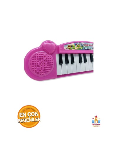 Pilli Türkçe Sesli Müzikli Eğitici Çocuk Oyuncak Piyano Müzikler Notalar İle Müzik Dersi Pembe Renk
