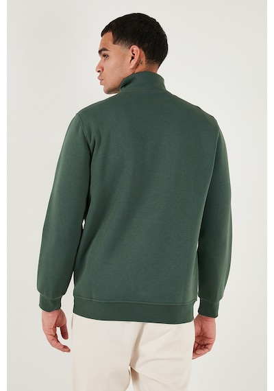Buratti Pamuklu Regular Fit Yarım Fermuarlı Dik Yaka Erkek Sweat 59052592 Nefti