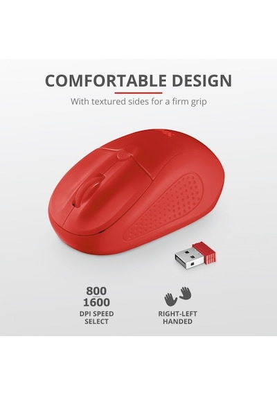 TRUST PRİMO 20787 USB 1600 DPI KIRMIZI KABLO  UZ MOUSE