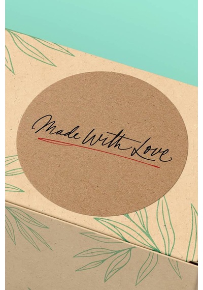 Made With Love Kraft Siyah Sticker 3x3cm St2293 Çok Renkli