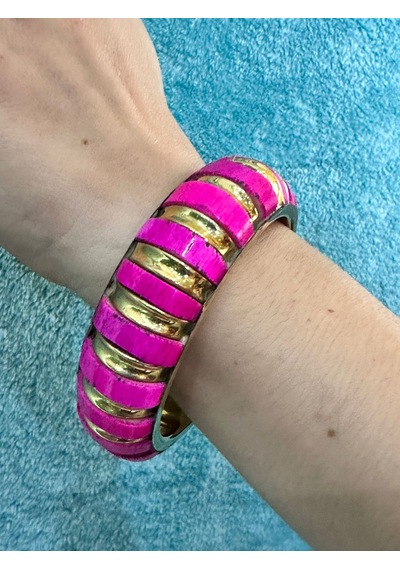 Sedef Kaplama Otantik Kadın Hint Bileziği Çap 7 Cm Pembe