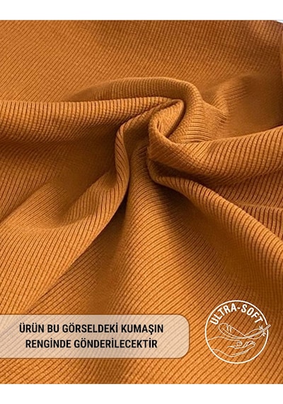Alya Underwear Kaşkorse Tam Boğazlı Body Sweatshirt, Fitilli Kumaş, Likralı, Gül Kurusu Açık Kahve