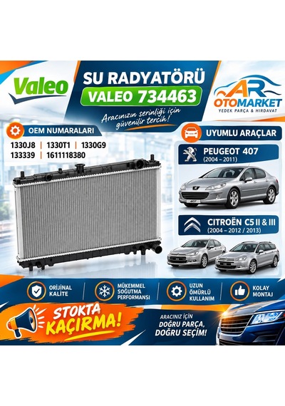 Valeo 734463 Peugeot 407 Su Radyatörü 2004 2011