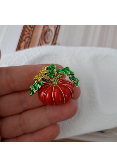 Lente Aksesuar Balkabağı Broş-kış Temalı Zirkon Taşlı Şık Kadın Yaka İğnesi Çok Renkli