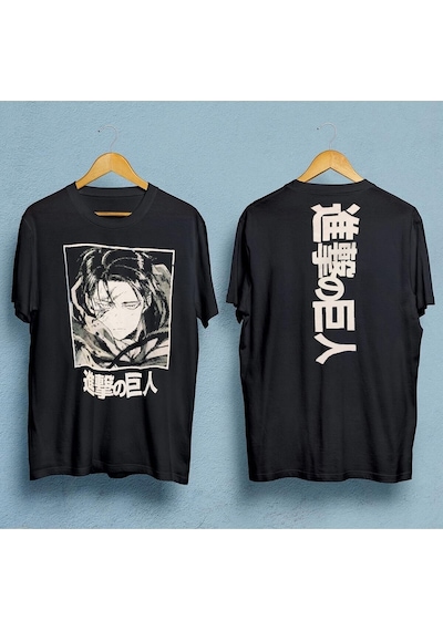 Noıssey Wed Hunors Sportswear & Company Siyah Renk Attack On Titan Levi Ackerman Unisex Anime T-shirt