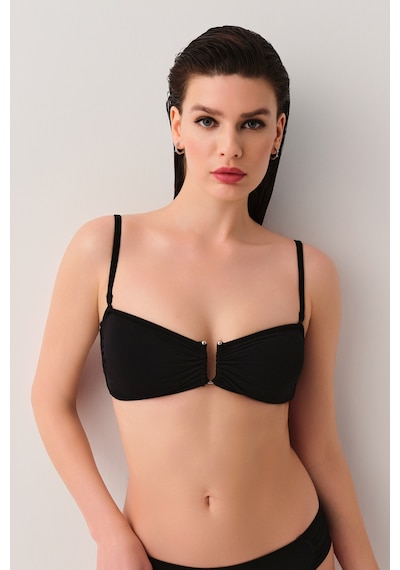 Suwen Metal Aksesuarlı Straplez Bikini Üst Sbn26540012 Siyah