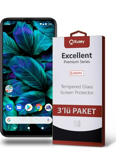 General Mobile GM20 ile Uyumlu Kırılmaz Cam Ekran Koruyucu Ekonomik 3'lü Paket