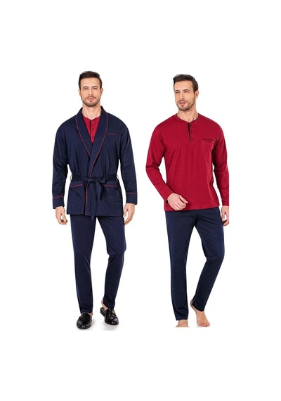 Pierre Cardin 5'li Röpteşambır Pijama Seti 5605 Lacivert