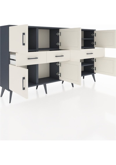Arges Konsol 5 Raflı 3 Çekmeceli 8 Kapaklı 176x30x99 Antrasit-aytaşı Aytası - Antrasıt Arges Konsol 5 Raflı 3 Çekmeceli 8 Kapaklı 176x30x99 Antrasit-aytaşı Aytası - Antrasıt