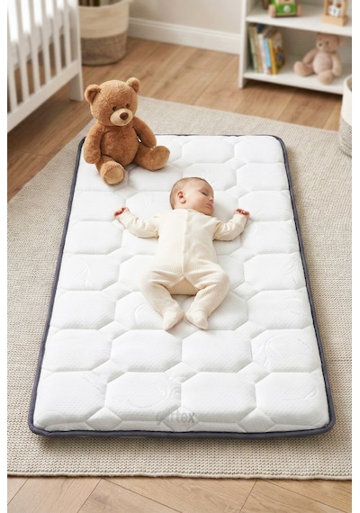 5cm Sade Süngerli Bebek Çocuk Beşik Yatağı 60x120 Park Yatak Oyun Parkı Yatağı 60 x 120 CM