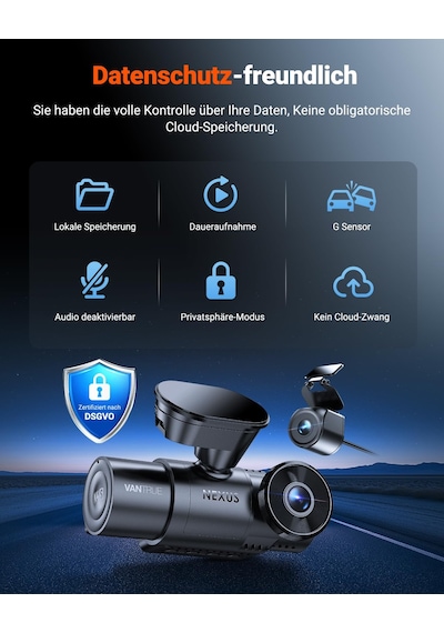 Vantrue N4s 3 Kanallı Araç Kamerası 2.7k+2.5k+1440p Ön Arka İç Mekan, Starvıs 2 Hdr Gece Görüşü, 5 Ghz Wifi Gps, 24 Saat Park İzleme G-sensörü, Gdpr Uyumlu, Sesli Komutlar, Arabalar İçin Maksimum 1 Tb Cpl İsteğe Bağlı