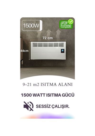 Elektrikli Isıtıcı 1500 Watt Lcd Ekranlı, Programlanabilir Panel Konvektör Isıtıcı Ayaklı Soba Ayaklar,askı Aparatı Dahil