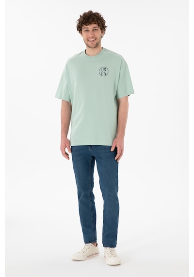 U.S. Polo Assn. Erkek Oversize Fit Bisiklet Yaka Su Yeşili Tişört 50305904-VR048