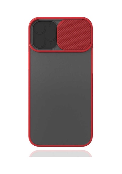 Kilifone - Apple Uyumlu iPhone 12 Mini - Kılıf Slayt Sürgülü Arkası Buzlu Lensi Kapak - Kırmızı