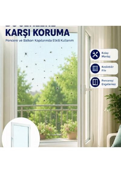 Pencere Ve Balkon İçin Tek Kanatlı Kolay Takılan Sineklik